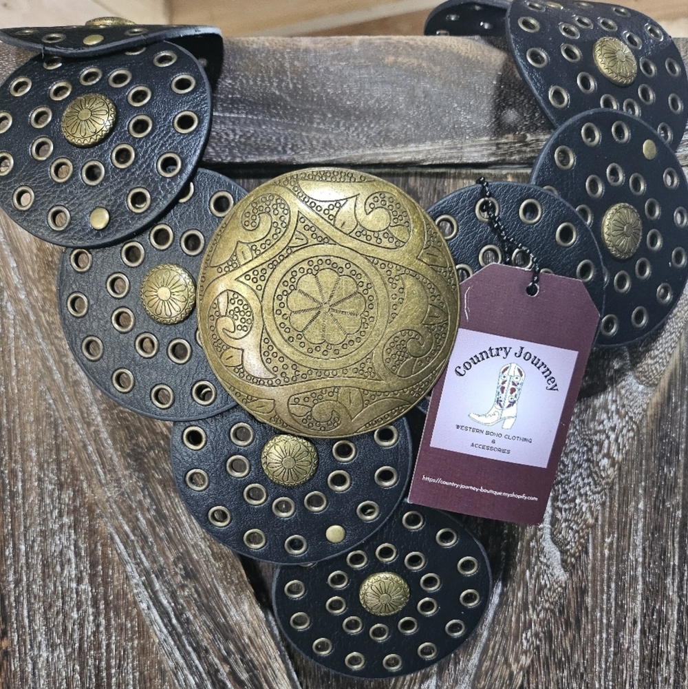 NWT Black and Gold Disk Belt